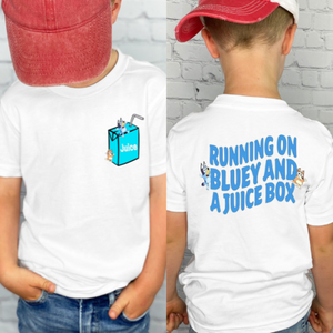 Running in Bluey and a Juice Box