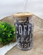 Load image into Gallery viewer, Coffee, Teach, Repeat Glass Tumbler
