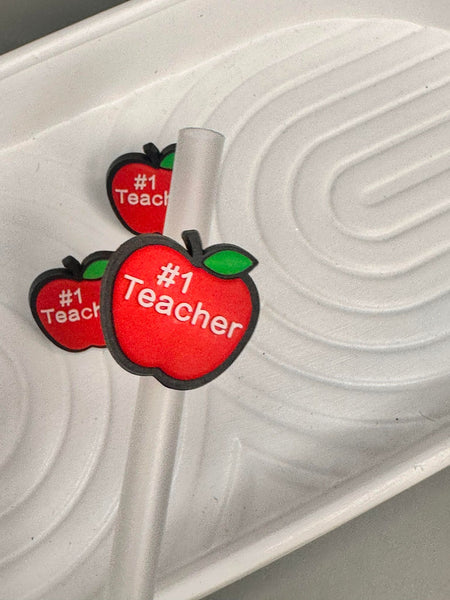 Apple Teacher Straw Topper
