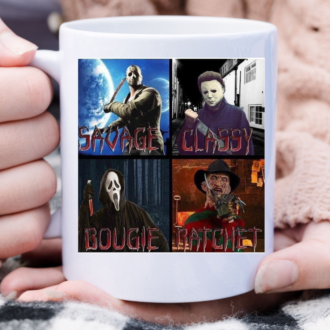 Halloween Classy, Savage, Bougie, Ratchet Mug