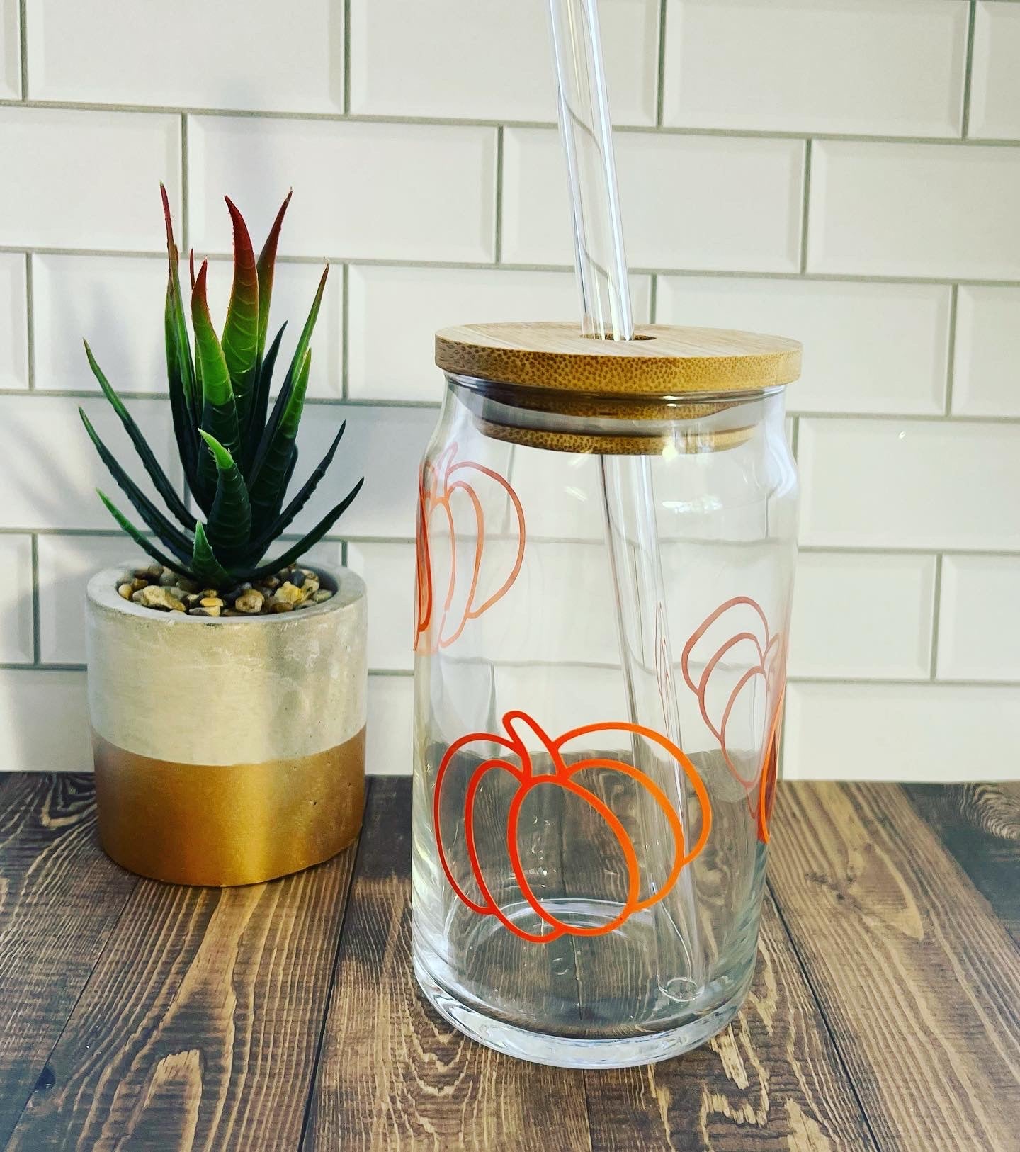 Pumpkin Theme Glass Tumbler