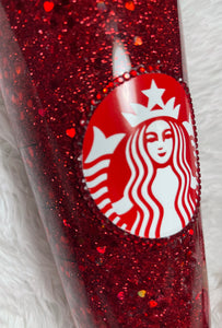 Red Heart Starbucks Snowglobe Tumbler