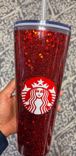 Load image into Gallery viewer, Red Heart Starbucks Snowglobe Tumbler
