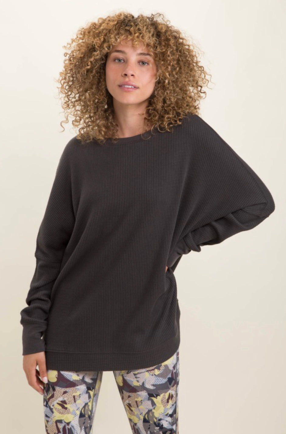 Boat Neck waffled Long Sleeve Top