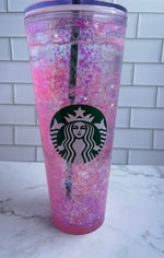 Load image into Gallery viewer, Pink Starbucks Snowglobe Tumbler
