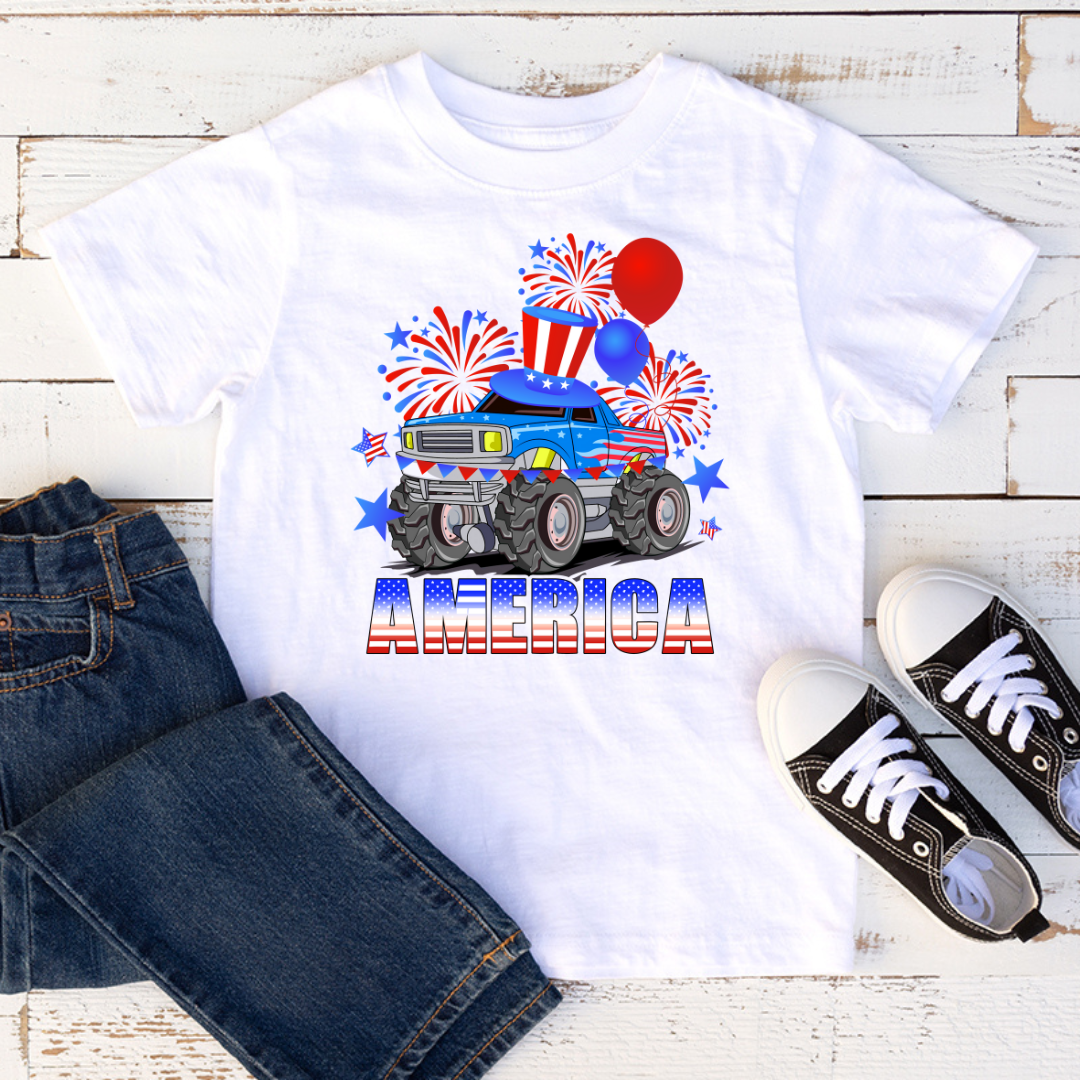 Monster Truck America Kids Graphic Tee