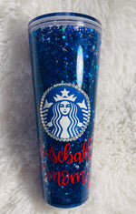 Load image into Gallery viewer, Baseball Mom Starbucks Snowglobe Tumbler
