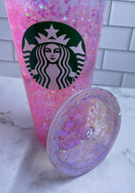 Load image into Gallery viewer, Pink Starbucks Snowglobe Tumbler
