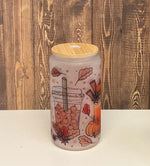 Load image into Gallery viewer, Fall Leaves Halloween Pumpkin Spice Coffee Glass
