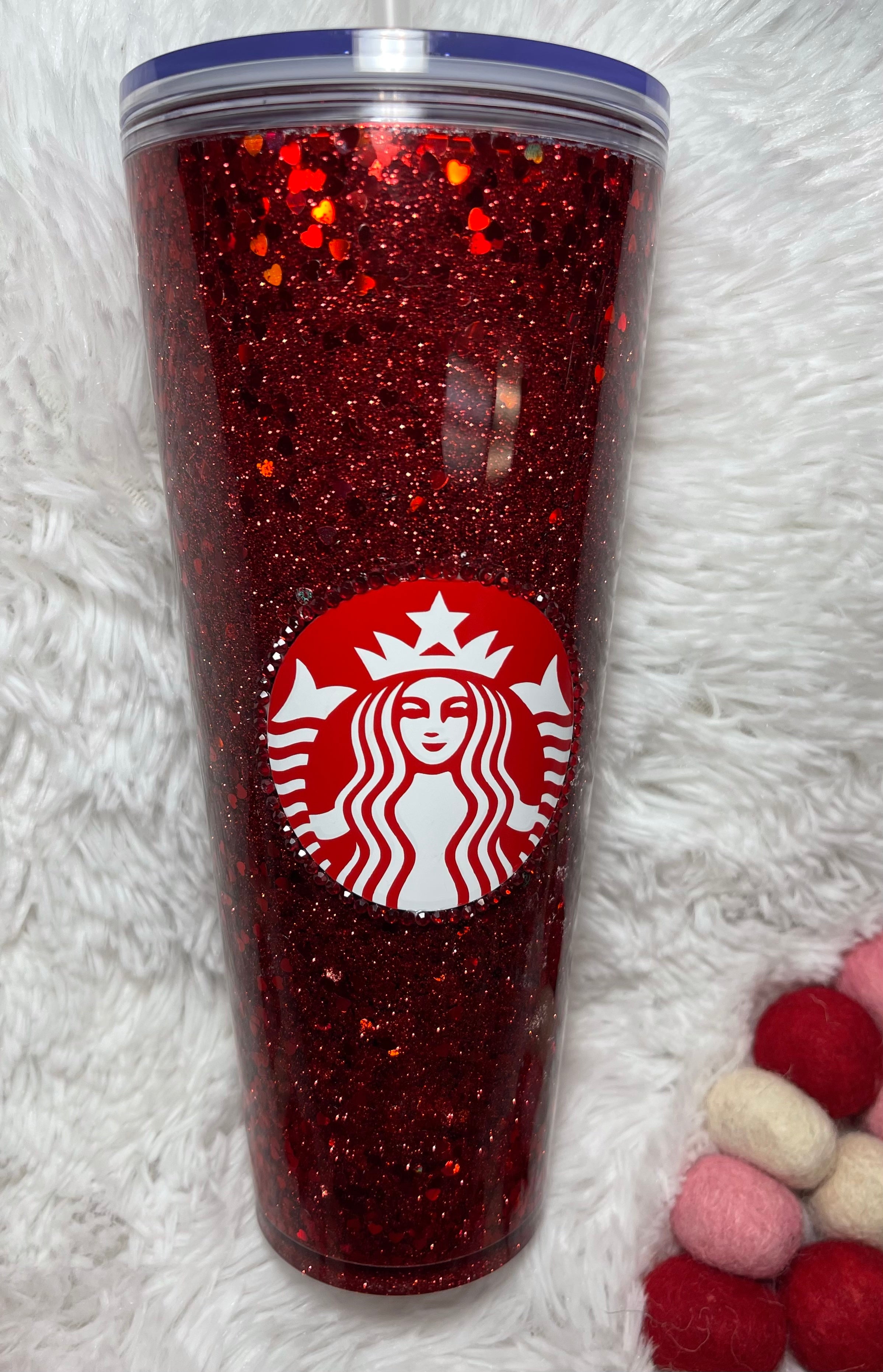 Red Heart Starbucks Snowglobe Tumbler