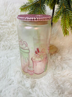 Load image into Gallery viewer, Pink Christmas Coffee Glass Can
